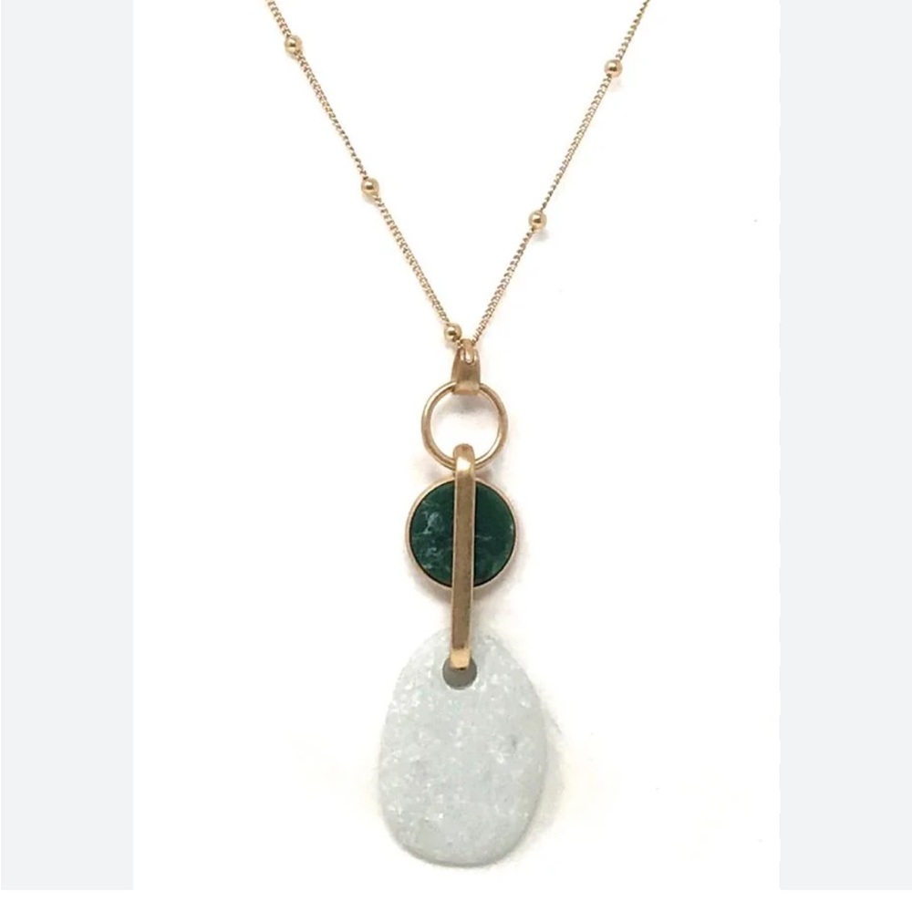 Universal Thread Semi Precious Green Jasper Necklace
